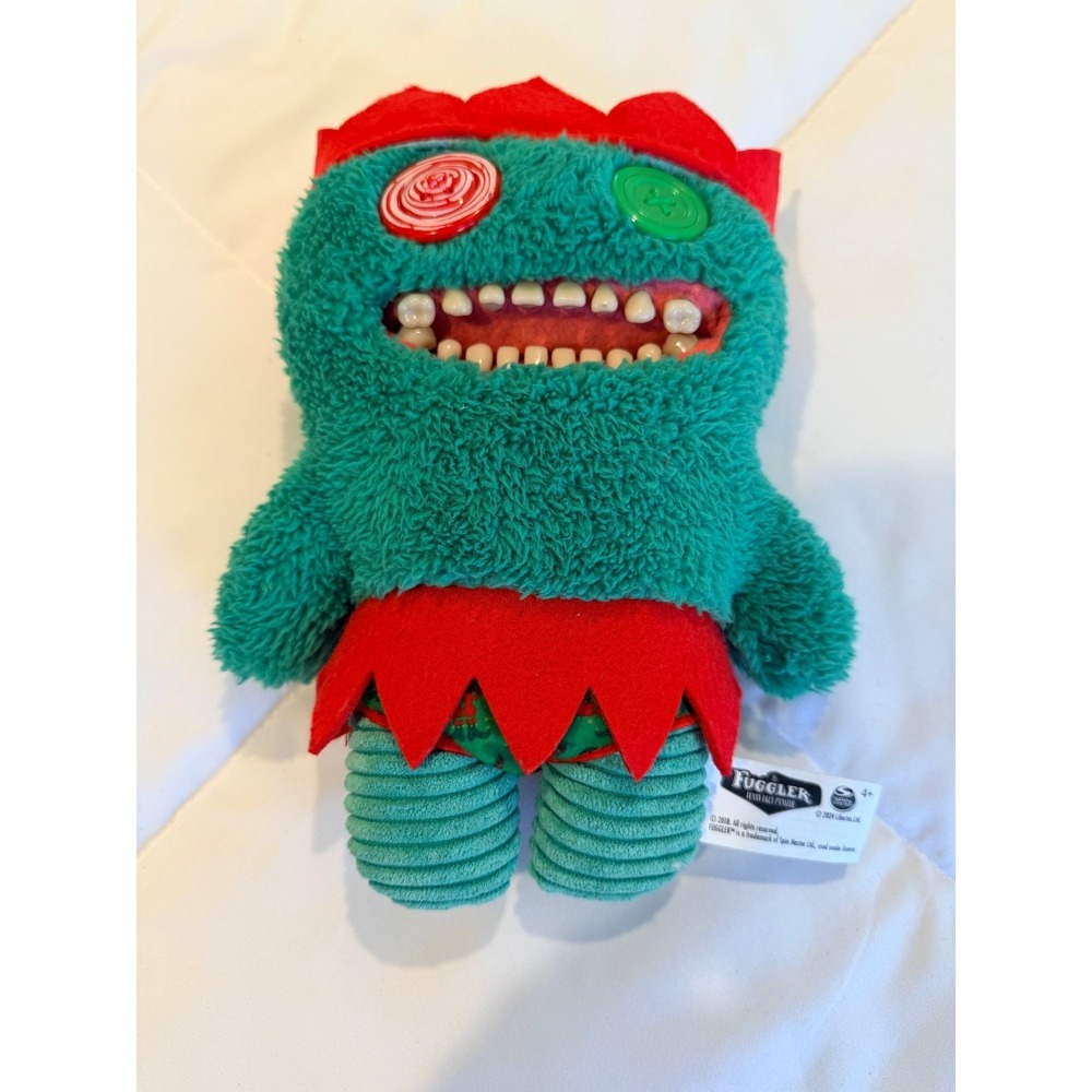 Fuggler Funny Ugly Monster Holiday Naughty Elf Teal Plush Button Eyes 9 Inch